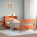 Letto Libreria senza Materasso Marrone Cera 75x190 cm in Pino