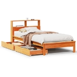 Letto Libreria senza Materasso Marrone Cera 75x190 cm in Pino