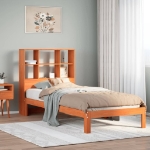 Letto Libreria senza Materasso Marrone Cera 90x200 cm in Pino