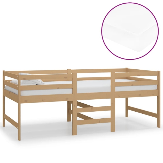 Letto Mezzo Alto con Materasso 90x200 cm Ambra Legno di Pino