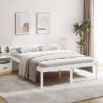 Letto per Anziani Bianco 160x200 cm in Legno Massello di Pino