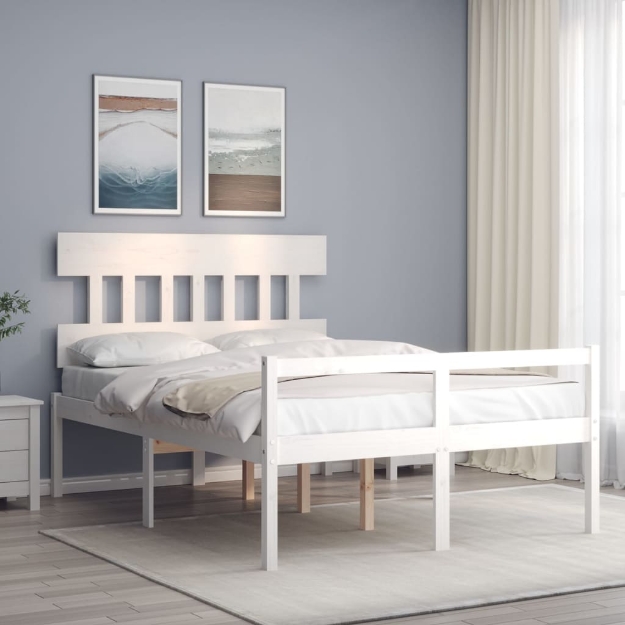 Letto per Anziani Bianco Testiera Small Double Legno Massello