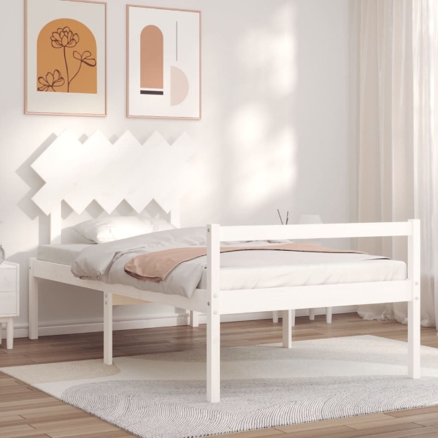 Letto per Anziani con Testiera Bianco 100x200 cm Legno Massello