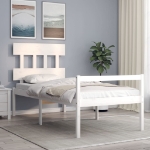 Letto per Anziani con Testiera Bianco 100x200 cm Legno Massello