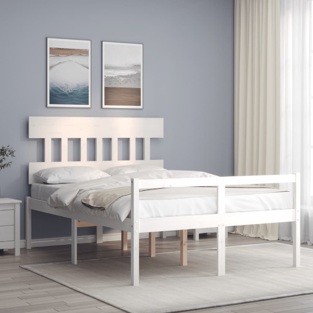 Letto per Anziani con Testiera Bianco 120x200 cm Legno Massello