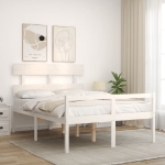 Letto per Anziani con Testiera Bianco 120x200 cm Legno Massello