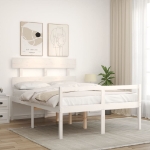 Letto per Anziani con Testiera Bianco 140x190 cm Legno Massello