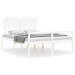 Letto per Anziani con Testiera Bianco 140x190 cm Legno Massello