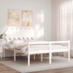 Letto per Anziani con Testiera Bianco 140x190 cm Legno Massello