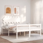 Letto per Anziani con Testiera Bianco 140x200 cm Legno Massello