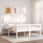 Letto per Anziani con Testiera Bianco King Legno Massello