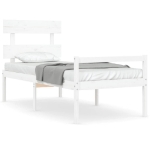 Letto per Anziani con Testiera Bianco Single in Legno Massello