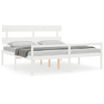 Letto per Anziani con Testiera Bianco Super King Legno Massello