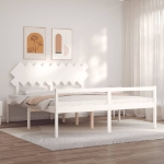 Letto per Anziani con Testiera Bianco Super King Legno Massello