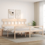 Letto per Anziani con Testiera Bianco Super King Legno Massello