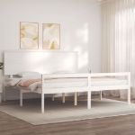 Letto per Anziani con Testiera Bianco Super King Legno Massello