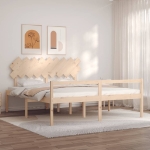 Letto per Anziani con Testiera Bianco Super King Legno Massello