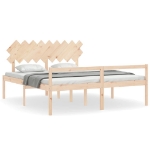 Letto per Anziani con Testiera Bianco Super King Legno Massello