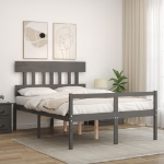 Letto per Anziani con Testiera Grigio 120x200 cm Legno Massello