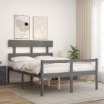 Letto per Anziani con Testiera Grigio 120x200 cm Legno Massello