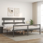 Letto per Anziani con Testiera Grigio 200x200 cm Legno Massello