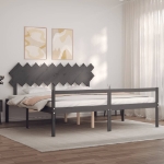 Letto per Anziani con Testiera Grigio 200x200 cm Legno Massello