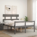 Letto per Anziani con Testiera Grigio Double in Legno Massello