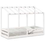 Letto per Bambini con Tetto Bianco 75x190cm Legno Massello Pino