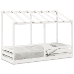 Letto per Bambini con Tetto Bianco 90x190cm Legno Massello Pino