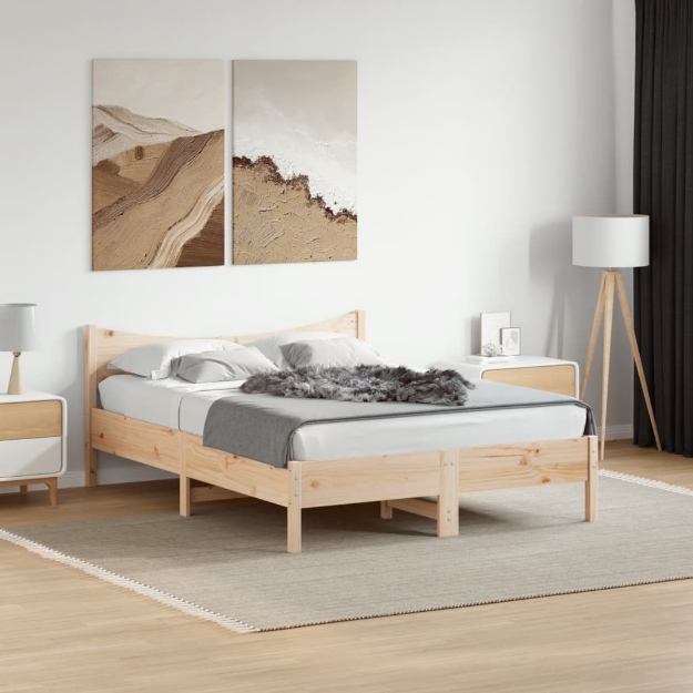 Letto senza Materasso 135x190 cm in Legno Massello di Pino