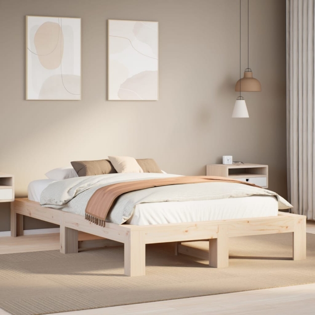 Letto senza Materasso 135x190 cm in Legno Massello di Pino