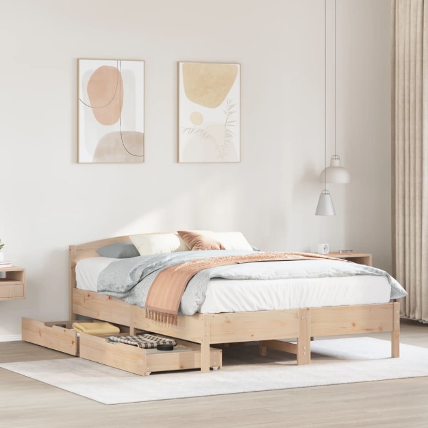 Letto senza Materasso 140x190 cm in Legno Massello di Pino