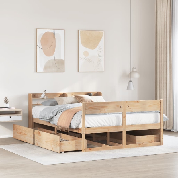 Letto senza Materasso 140x190 cm in Legno Massello di Pino