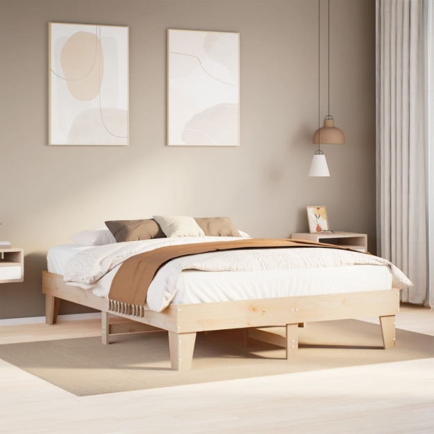 Letto senza Materasso 140x190 cm in Legno Massello di Pino