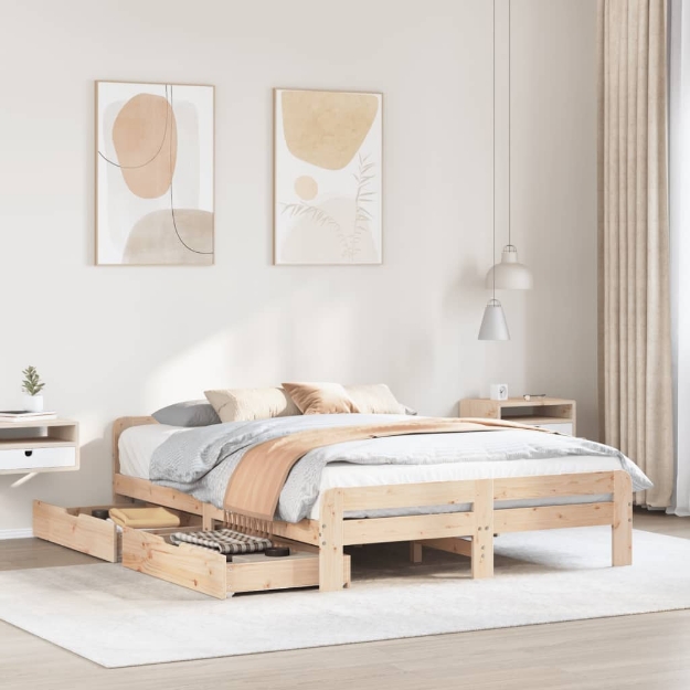 Letto senza Materasso 140x200 cm in Legno Massello di Pino