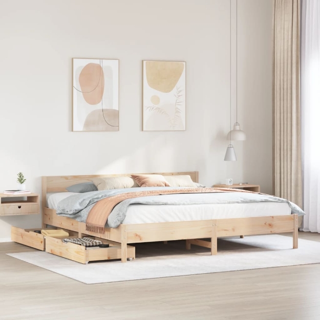 Letto senza Materasso 180x200 cm in Legno Massello di Pino