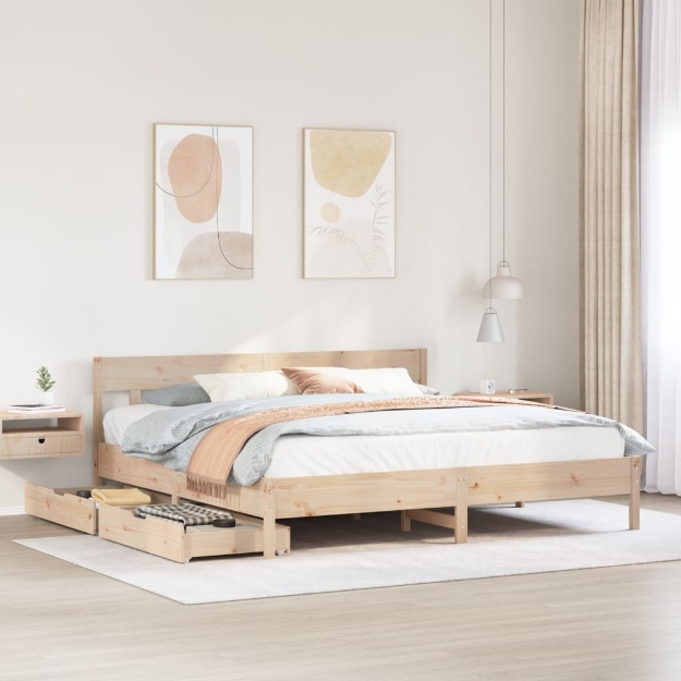 Letto senza Materasso 180x200 cm in Legno Massello di Pino