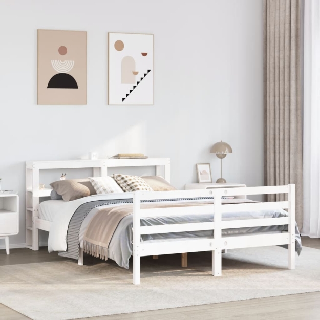 Letto senza Materasso Bianco 120x190 cm Legno Massello di Pino