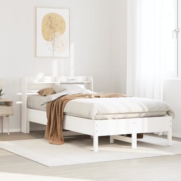 Letto senza Materasso Bianco 120x190 cm Legno Massello di Pino