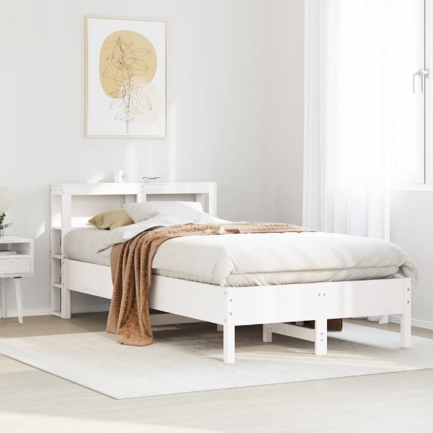 Letto senza Materasso Bianco 120x190 cm Legno Massello di Pino