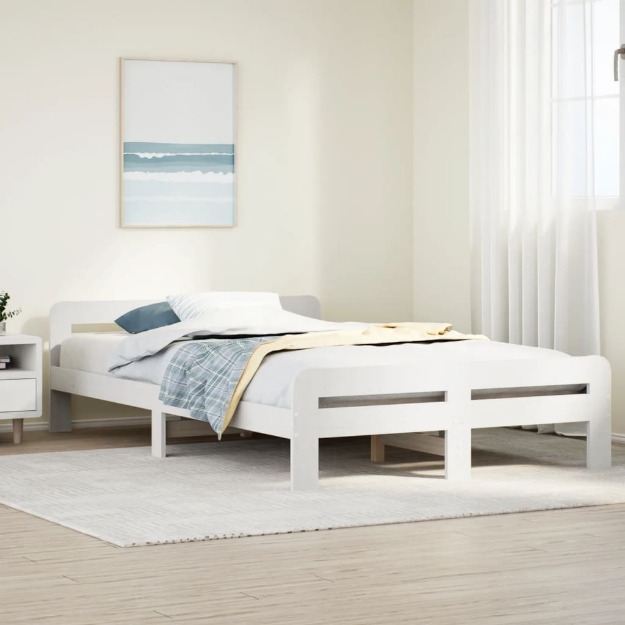 Letto senza Materasso Bianco 120x190 cm Legno Massello di Pino