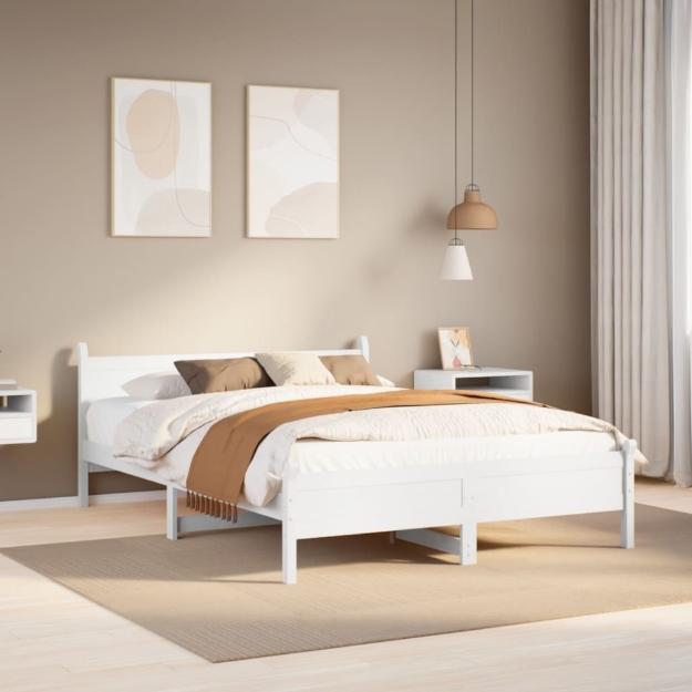 Letto senza Materasso Bianco 120x190 cm Legno Massello di Pino