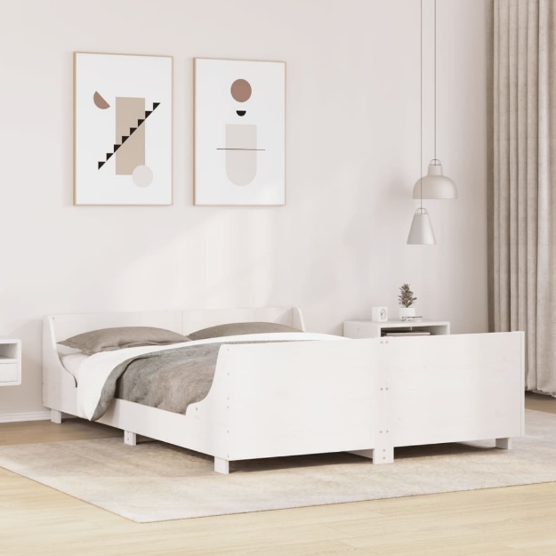 Letto senza Materasso Bianco 120x190 cm Legno Massello di Pino