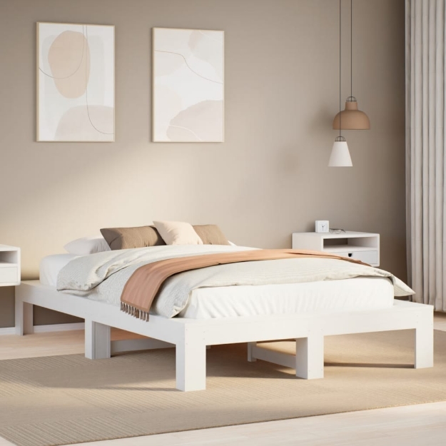 Letto senza Materasso Bianco 120x190 cm Legno Massello di Pino