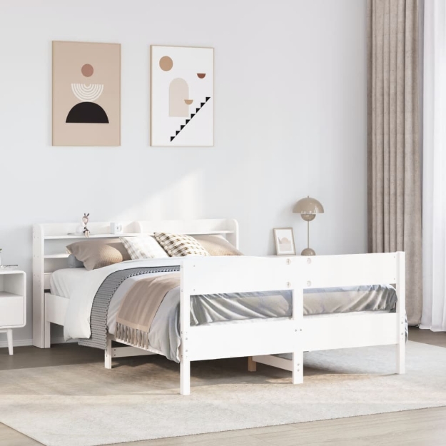 Letto senza Materasso Bianco 120x190 cm Legno Massello di Pino