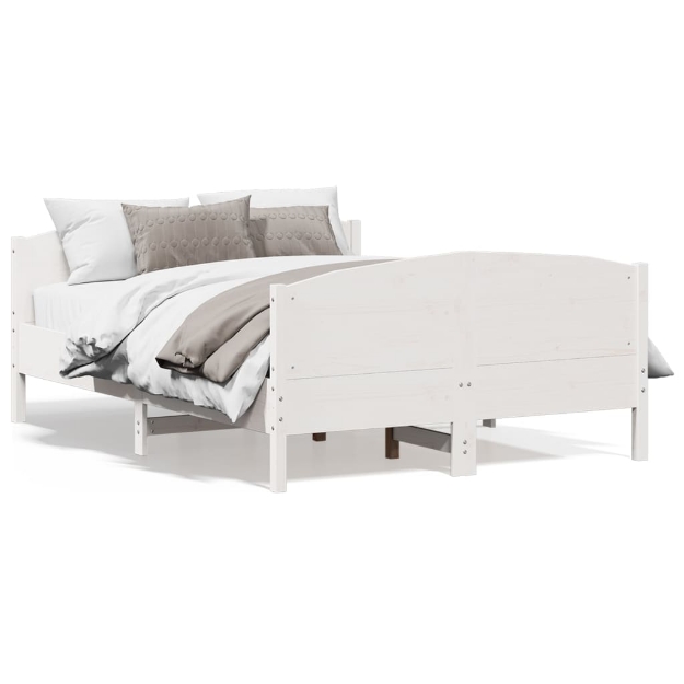 Letto senza Materasso Bianco 120x190 cm Legno Massello di Pino