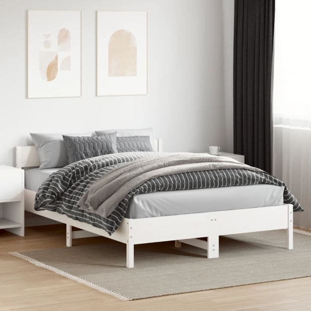 Letto senza Materasso Bianco 120x200 cm Legno Massello di Pino