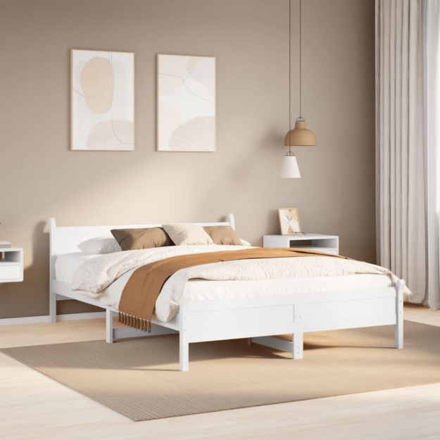 Letto senza Materasso Bianco 120x200 cm Legno Massello di Pino