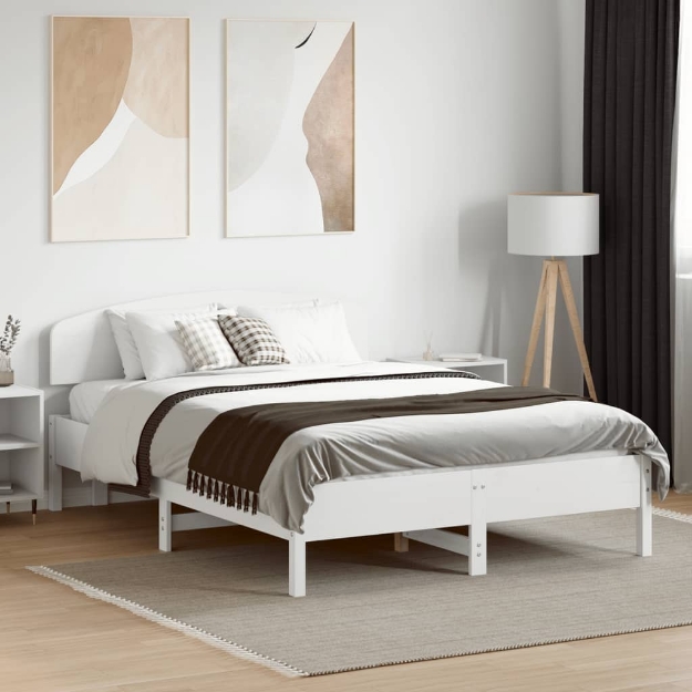 Letto senza Materasso Bianco 135x190 cm Legno Massello di Pino