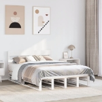 Letto senza Materasso Bianco 135x190 cm Legno Massello di Pino